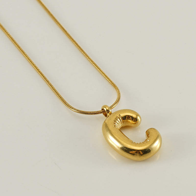 Bubble Letter Snake Bones Chain Titanium Steel Necklaces