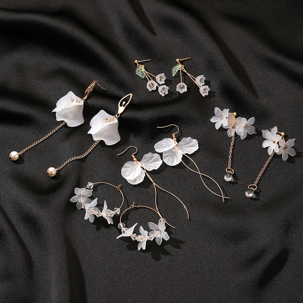 Ice Flower Tassel Elegant Long Crystal Rings