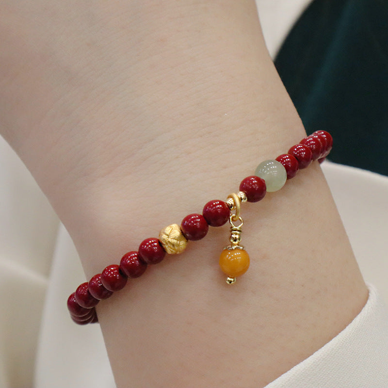 Cinnabar Purple Gold Sand Pure Sier Lotus Bracelet