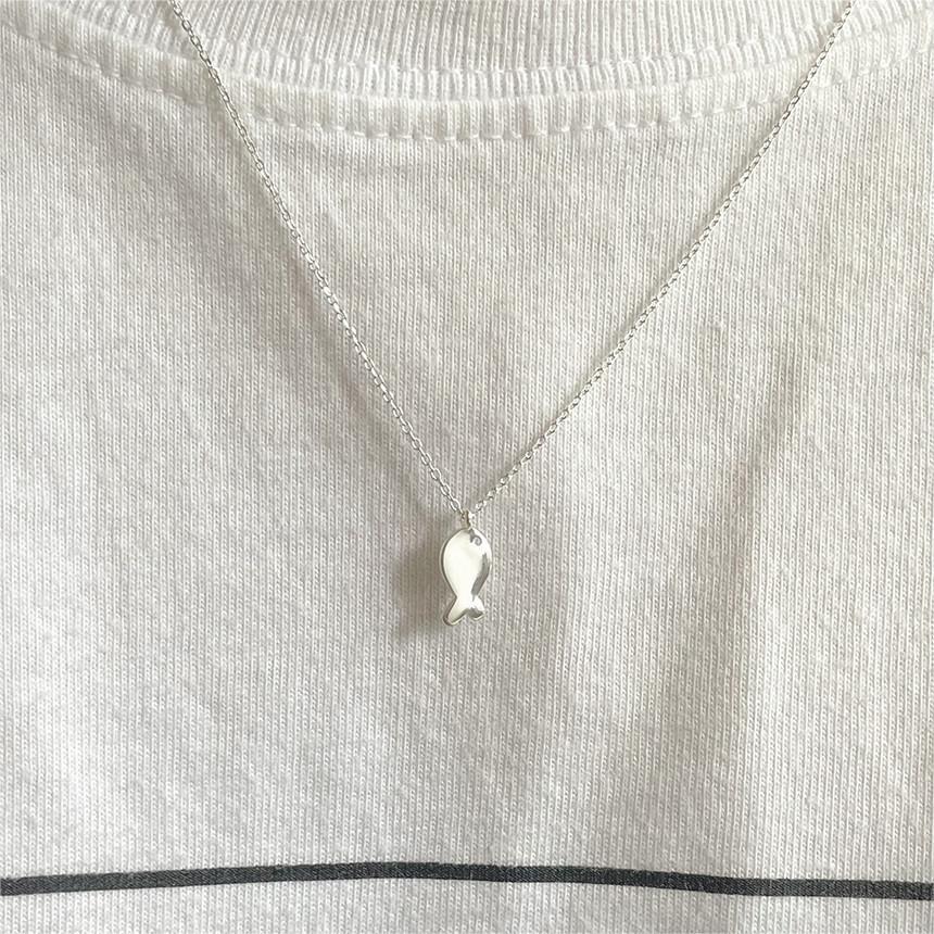 Fan Korean Style Sterling Sier Fish Necklaces