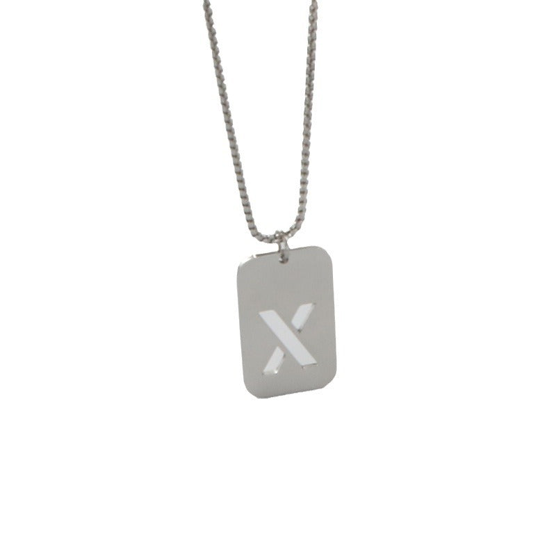 Women's & Men's Hop Sweater Chain Accessories Rectangular Glossy Dog Tag Stainless Pendants