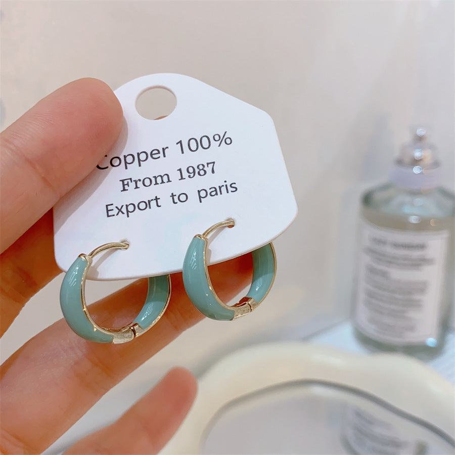 Gold-plated Fashion Blue Color Collection Enamel Earrings
