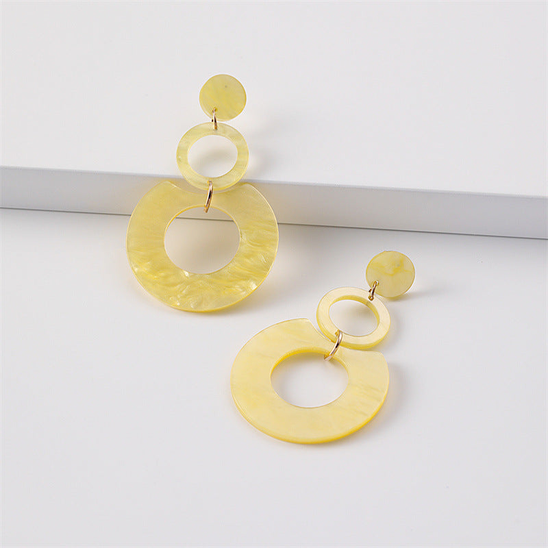 Women's Round Stitching Cellulose Acetate Sheet Texture Earrings
