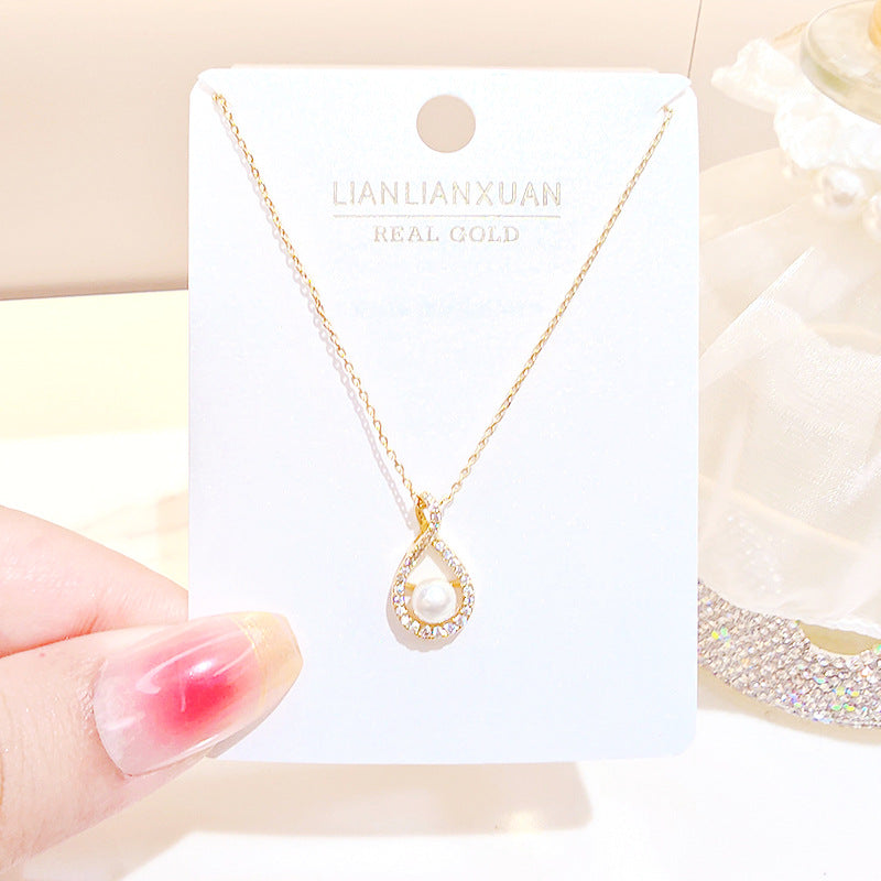 Women's Copper Summer High-grade Simple Refined Zircon Gold Necklaces