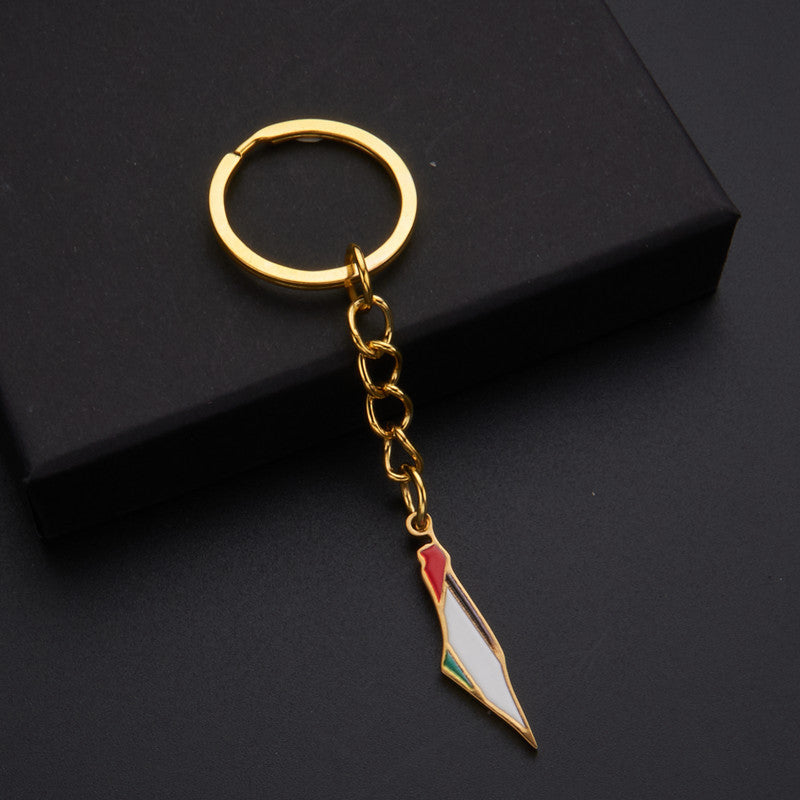 Oil Dripping Vintage Palestine Map Stainless Steel Necklaces