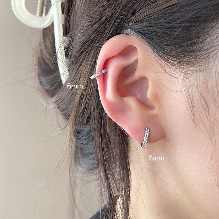 Women's Unisex Style Single Row Diamond Small Ear Bone Earrings