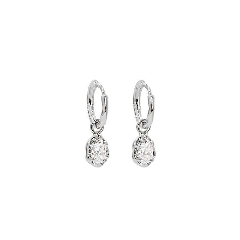 Minority High-grade Exquisite Drop-shaped Zircon Small Simple Ear Buckle