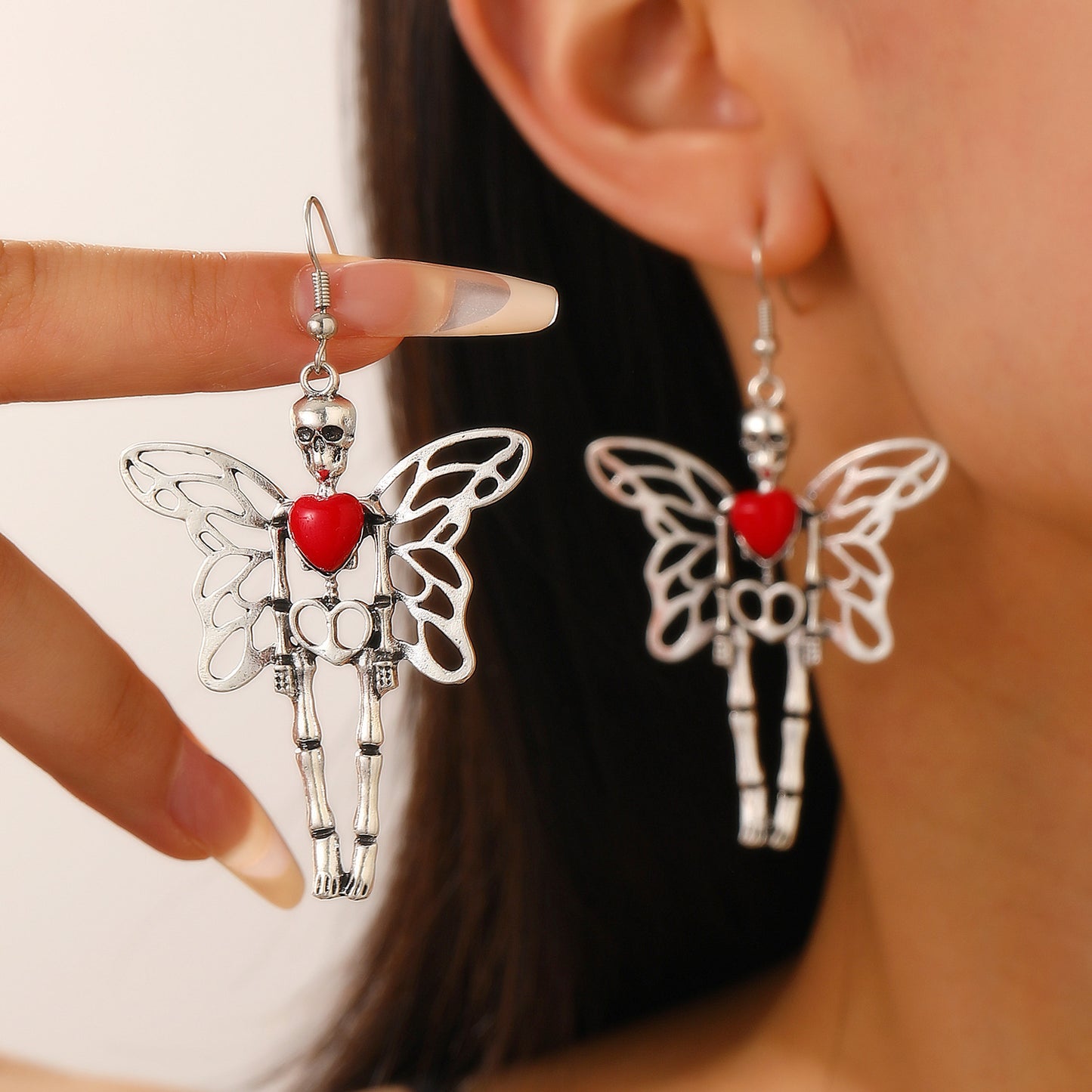 Punk Hip Hop Alloy Distressed Skeleton Earrings