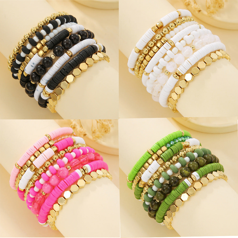 Clay Teacher's Day Gift White Girlfriends Multiple Bracelets