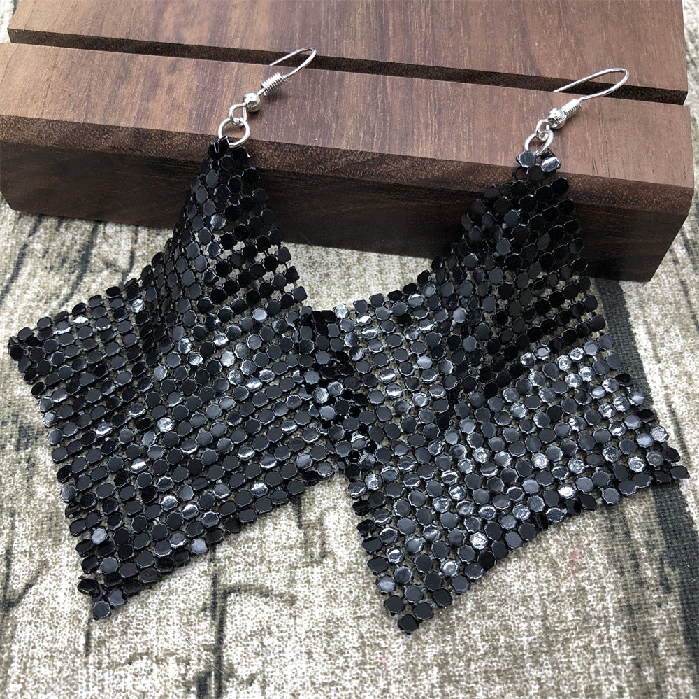 Large Mesh Plate Fashion Square Variable Earrings
