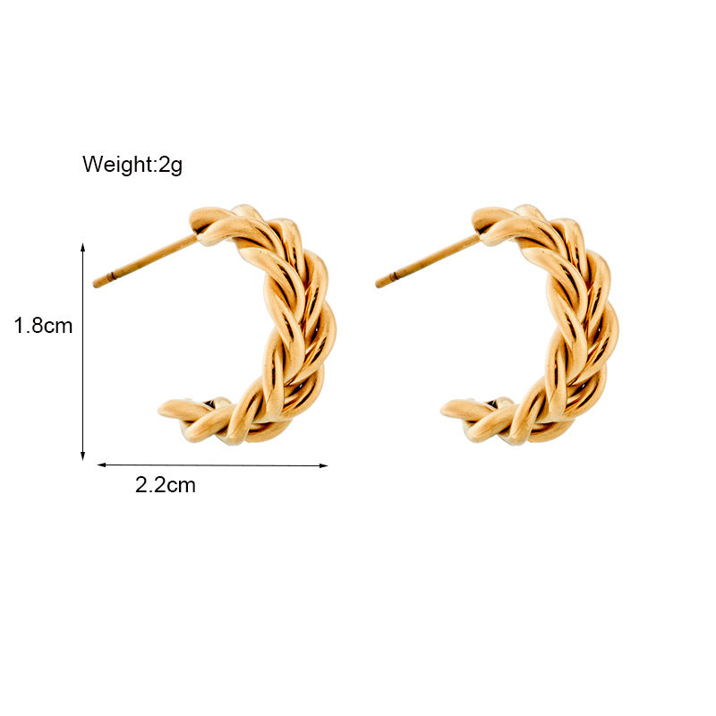 High-grade Cold Geometric Twist Ornament Metal Earrings