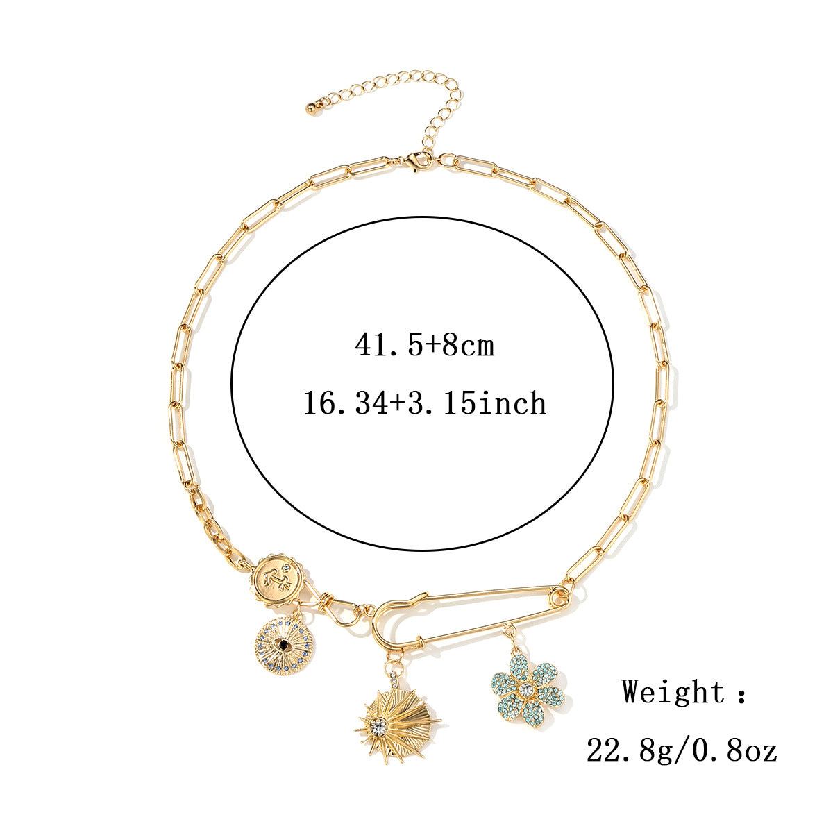 Women's Mysticism Coin Diamond Embossed Small Bib Necklaces