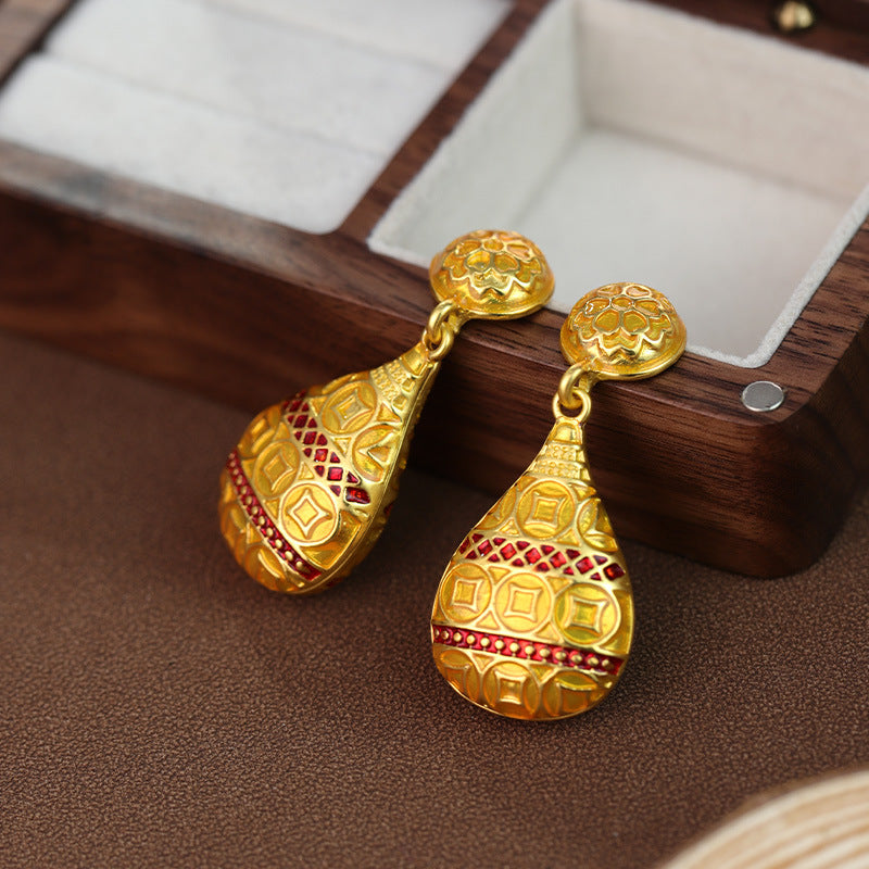 Women's Fashion Tassel Long Enamel Water Drop Earrings