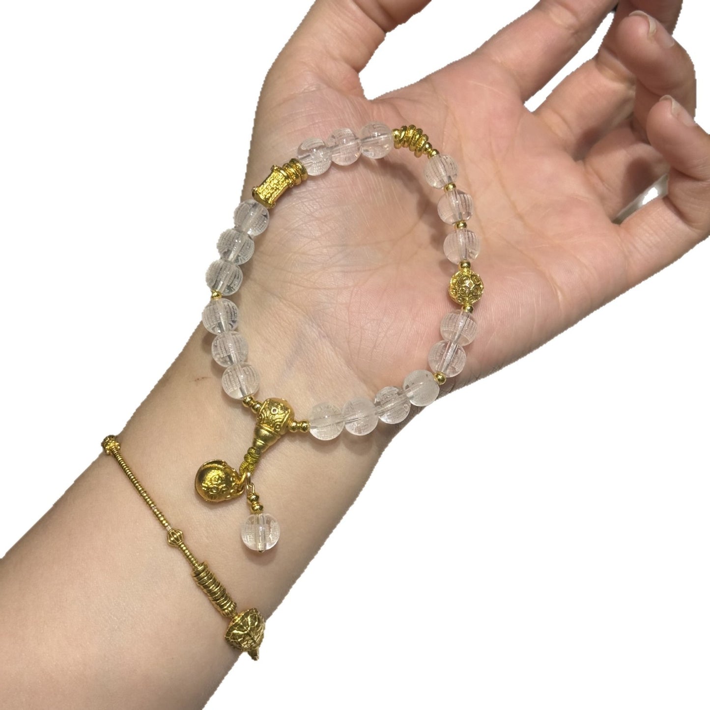 Sutra White Colored Glaze Single Temple Bracelets