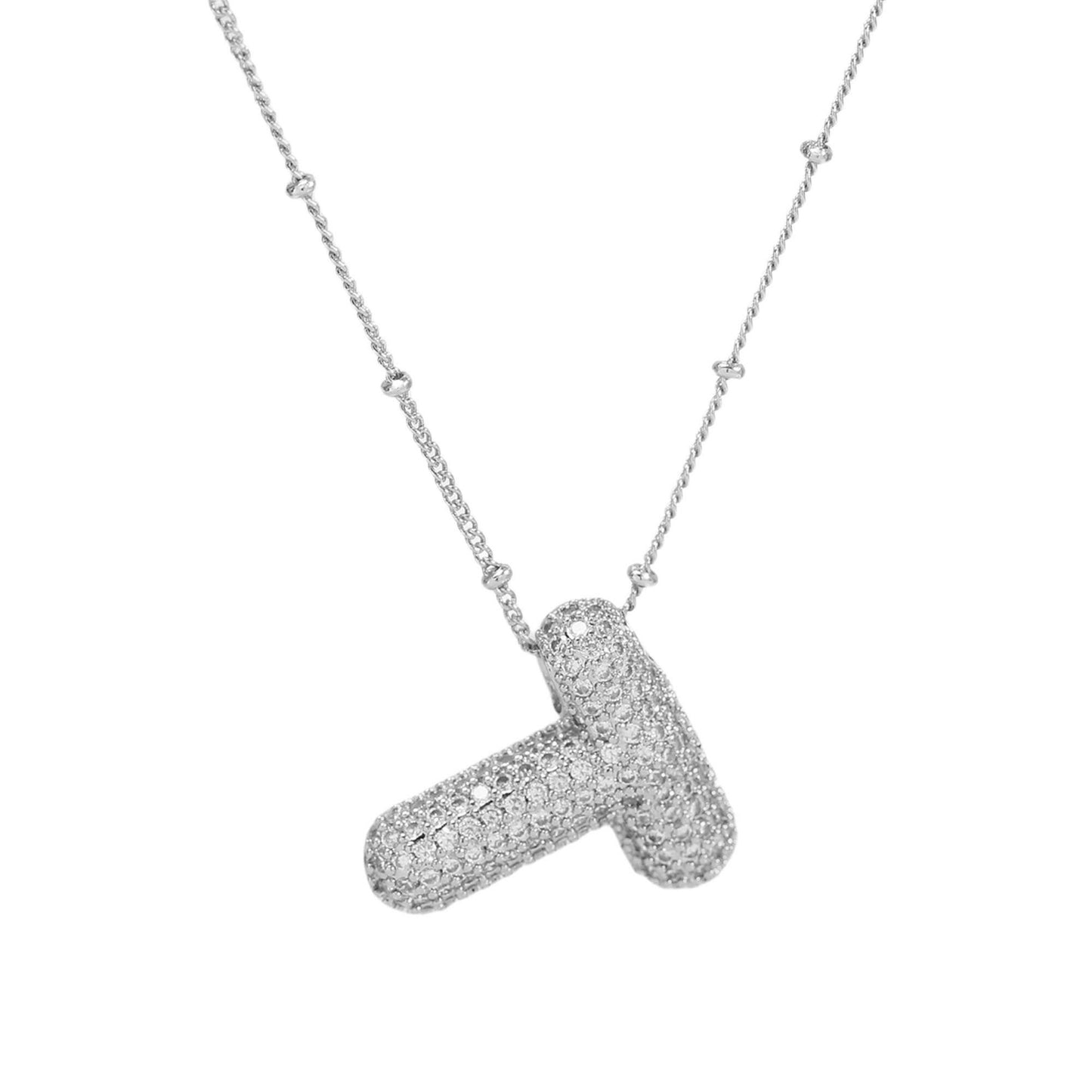 Women's Brass Zircon Bubble Balloon Letter Chubby Necklaces