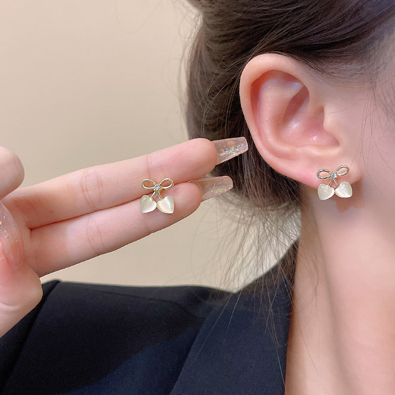 Women's Sier Needle Korean Style French Temperamental Pearl Earrings