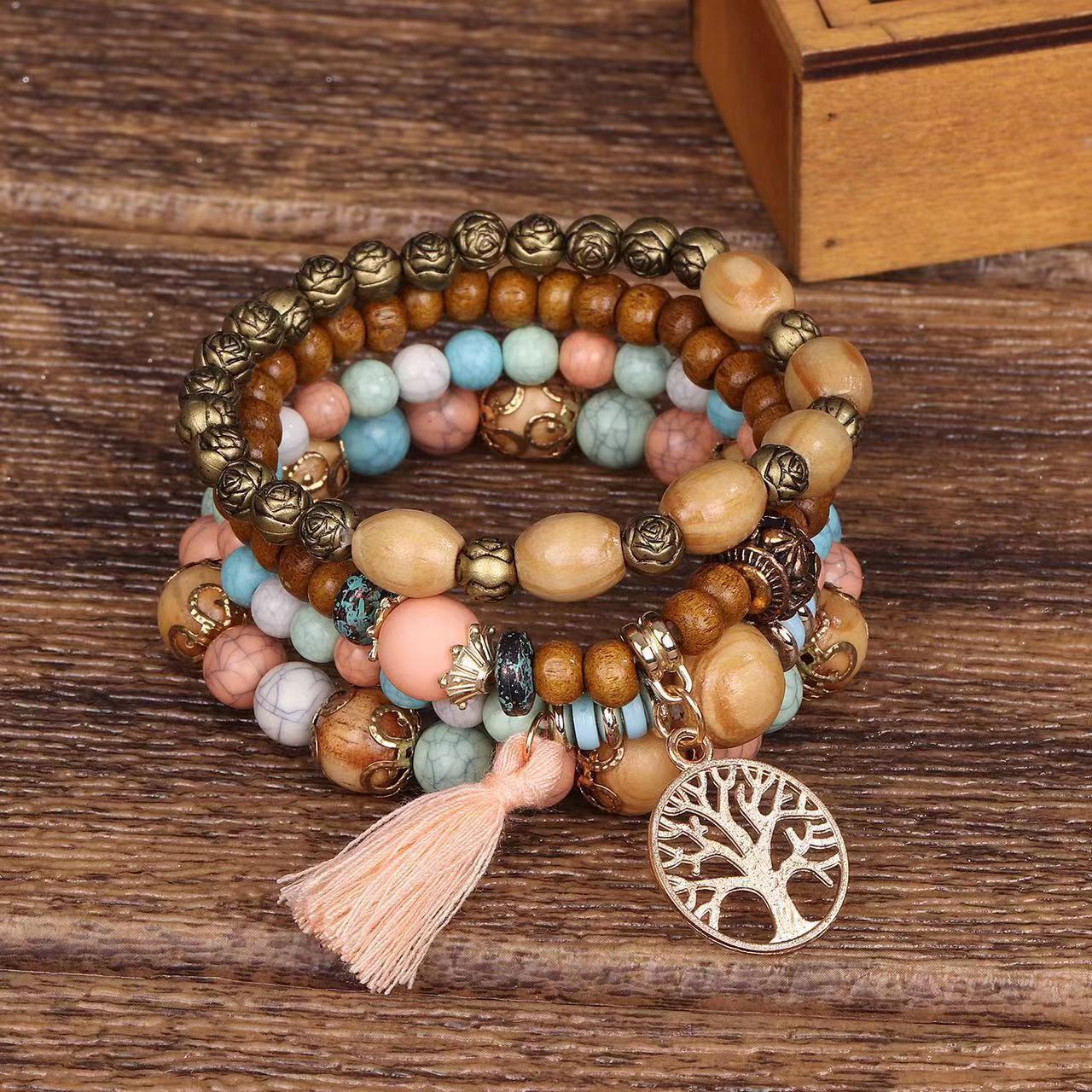 Fashion Simple Bohemian Wooden Beaded National Style Temperament Bracelets