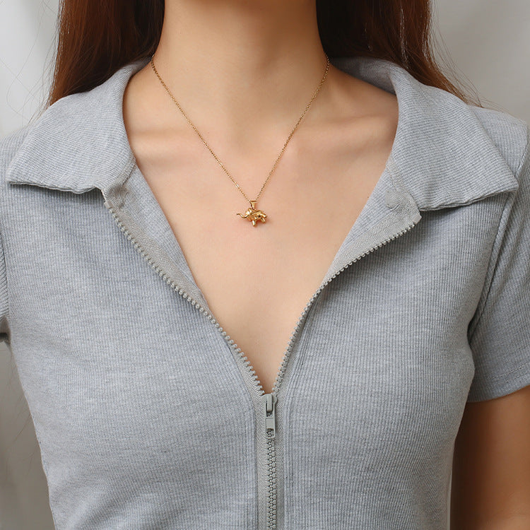 Women's Fashion Mini Stainless Steel Elephant High Sense Necklaces