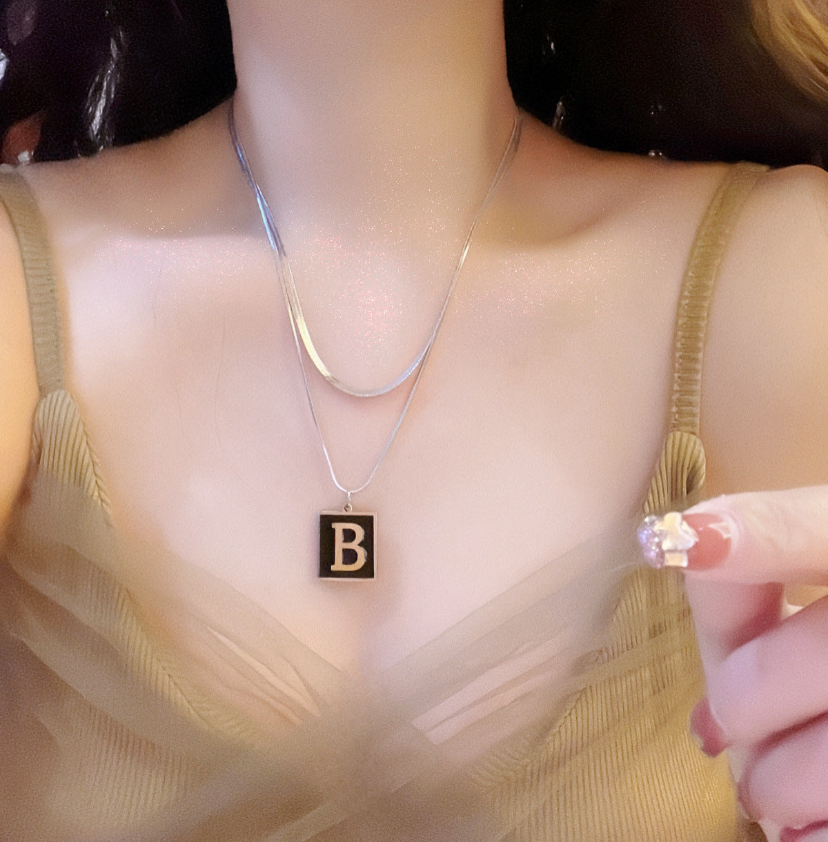 Bones Chain Square Twin Style Ball Necklaces