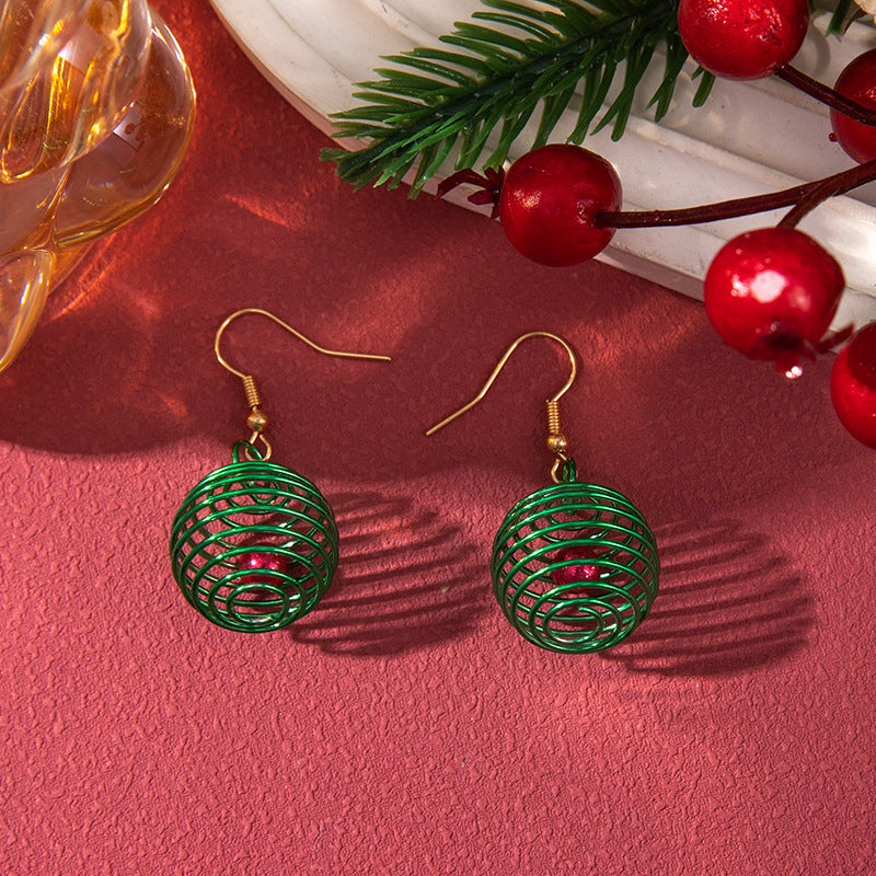 Handmade Exaggerated Big Christmas Tree Five-pointed Star Alloy Stitching Earrings