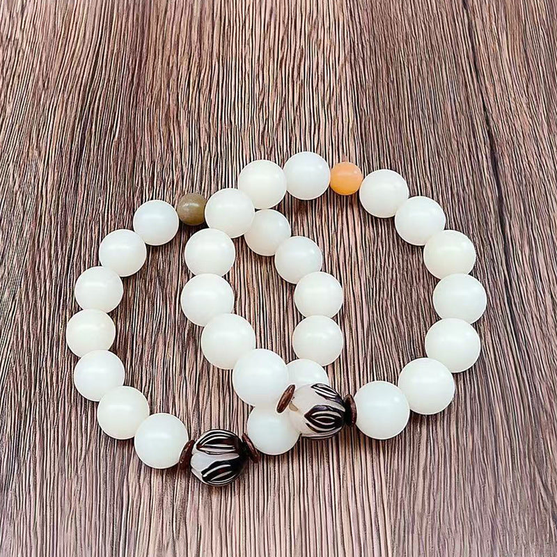 Jade Bodhi Root Beads Lotus Seeds Retro Style Bracelet
