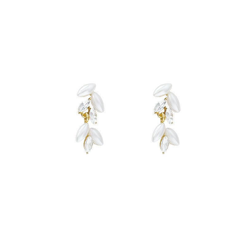 Women's Luxury Minority High-grade Zircon Tassel Wheat Elegant Temperamental Earrings
