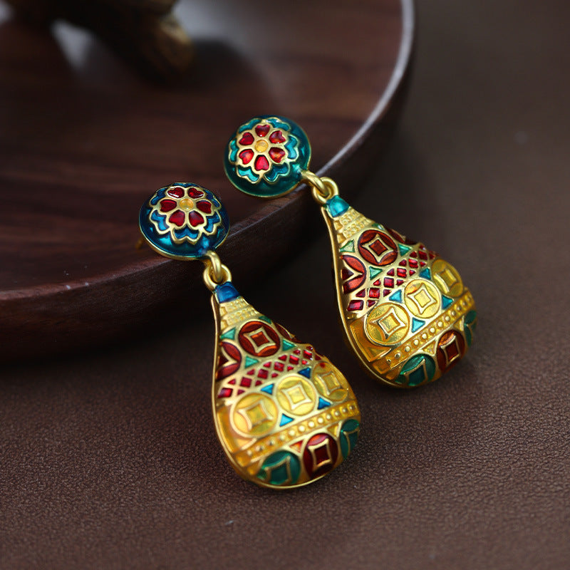 Women's Fashion Tassel Long Enamel Water Drop Earrings