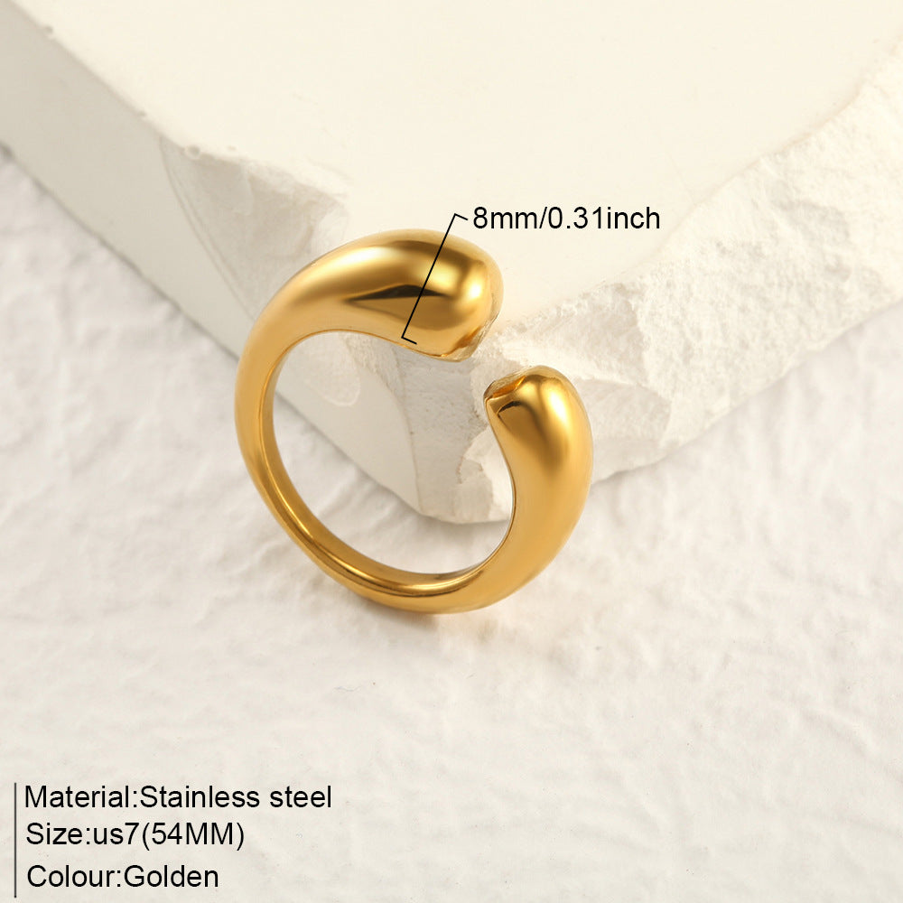 Women's Polish Electroplated Stainless Steel Short Stout Rings
