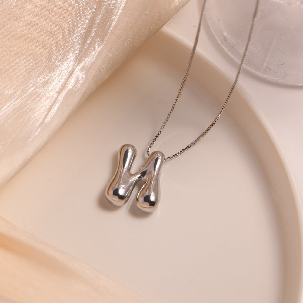Letter Hip Hop Sier Chubby Clavicle Pendants