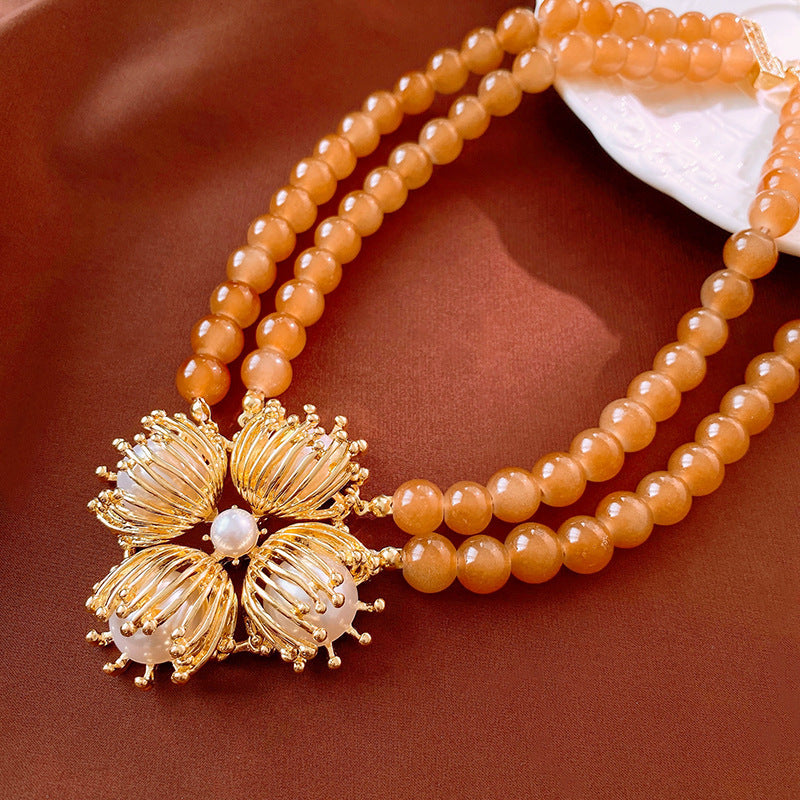 Women's Diamond Artificial Pearl Vintage Court Style Necklaces