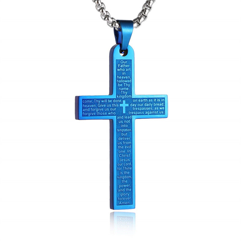 Ornament Stainless Steel Cross Shelf Scripture Necklaces