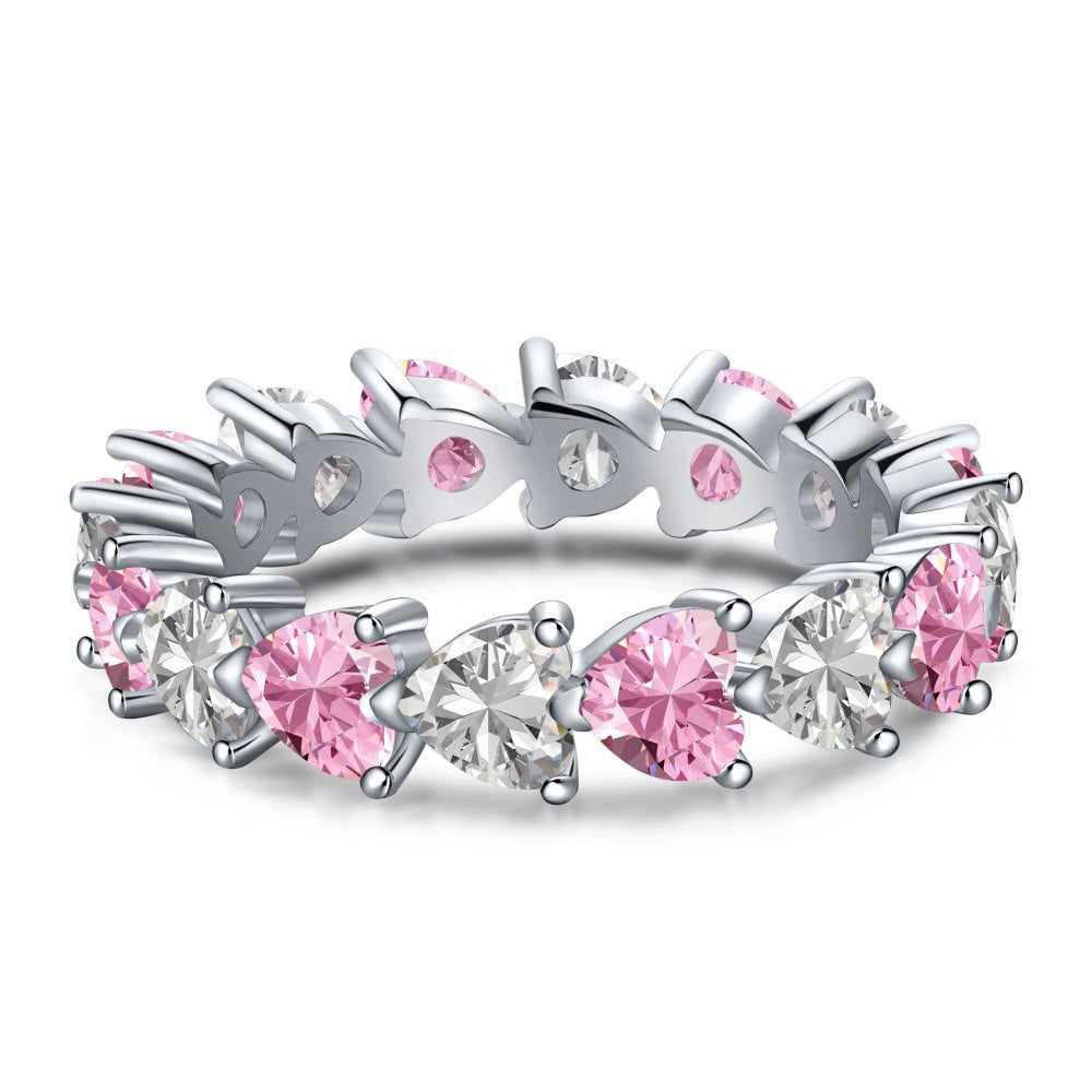 Peach Heart Zircon Gang Drill Light Luxury Colorful Rings