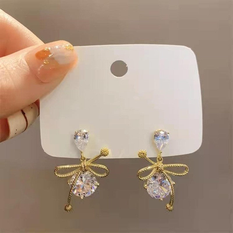 Needle High-grade Pearl Bow Flower Tulip Earrings