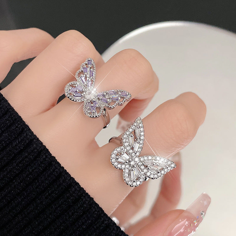 Super Fairy Zircon Butterfly Open Index Rings