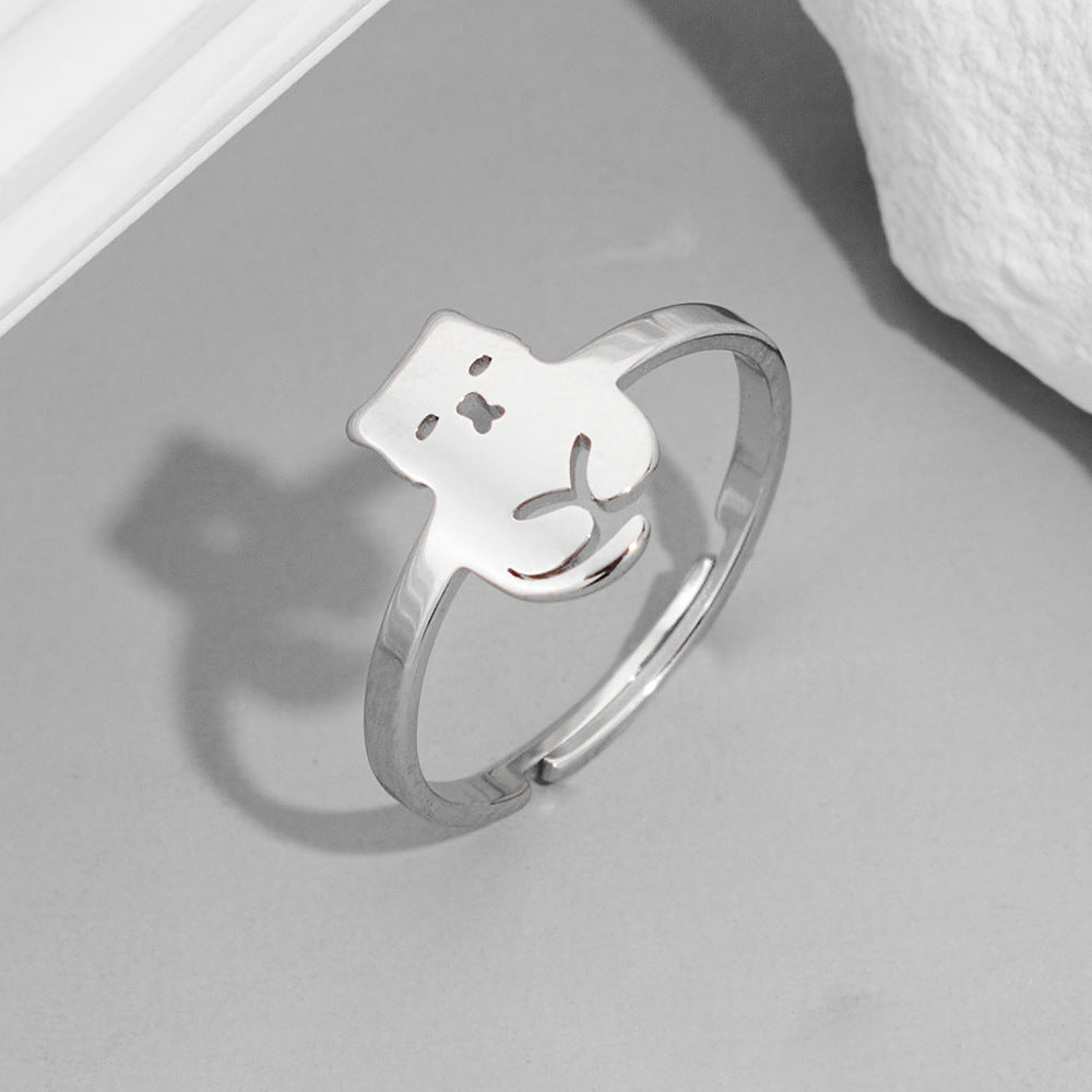 Fashion Couple Stainless Steel Spider Web Butterfly Bird Rings