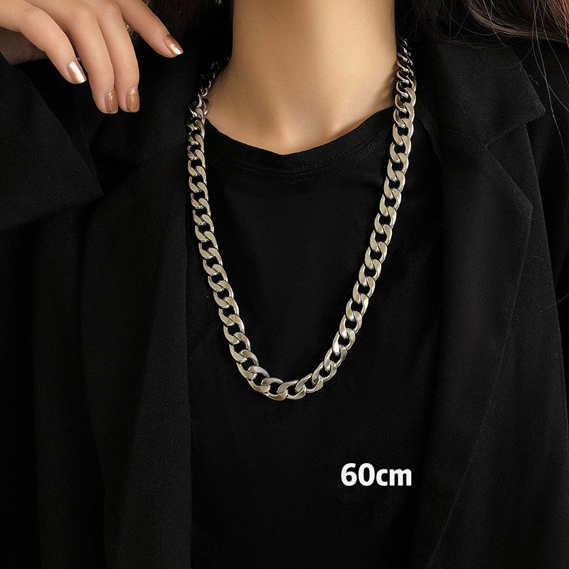 Women's & Men's Titanium Steel Thick Chain Hip Hop Disco Cuban For Trendy Necklace