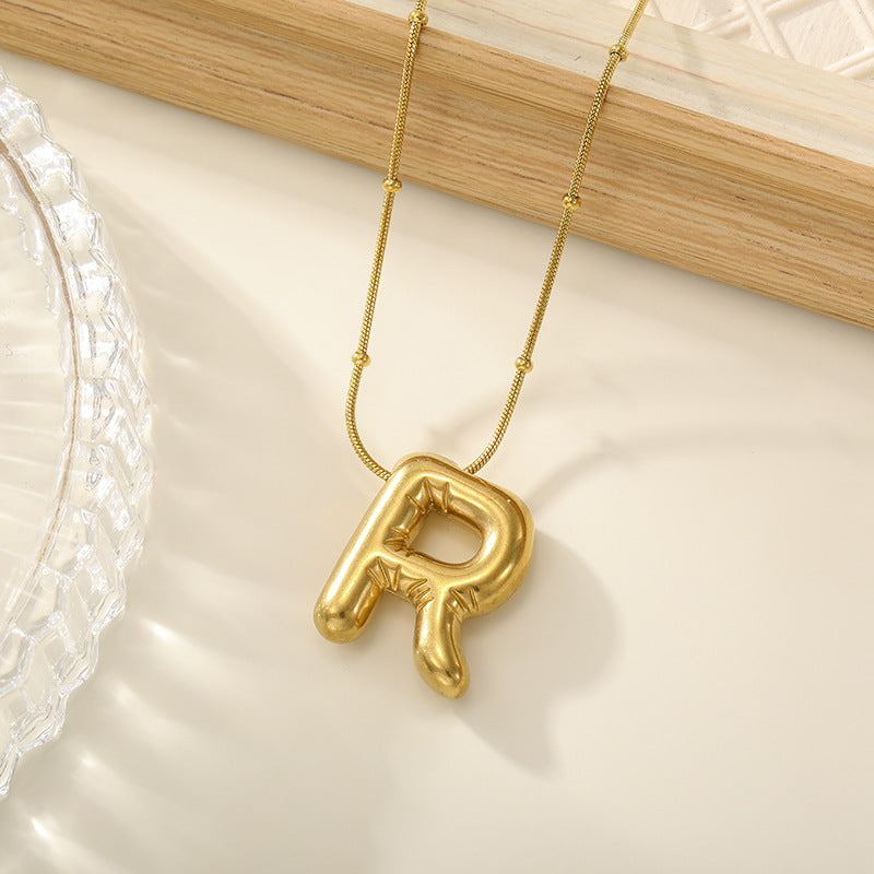 Women's Trendy Bubble Letter Colorfast Titanium Steel Design Pendants