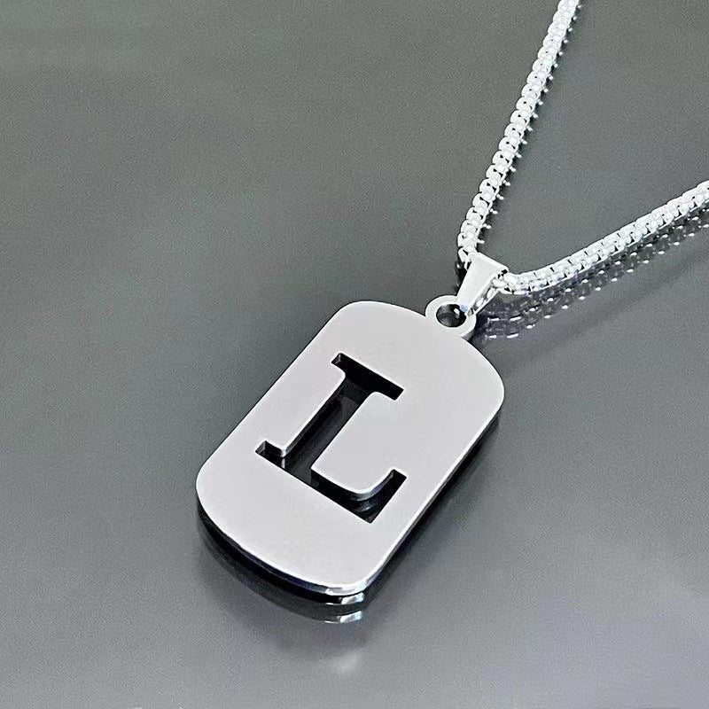 English Letter Titanium Steel Male Female Couple Clothing Necklaces