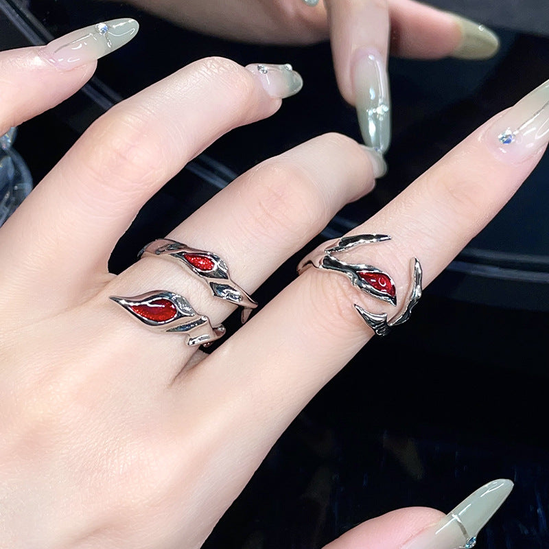 Red Premium Enamel Couples Openings Personality Retro Rings