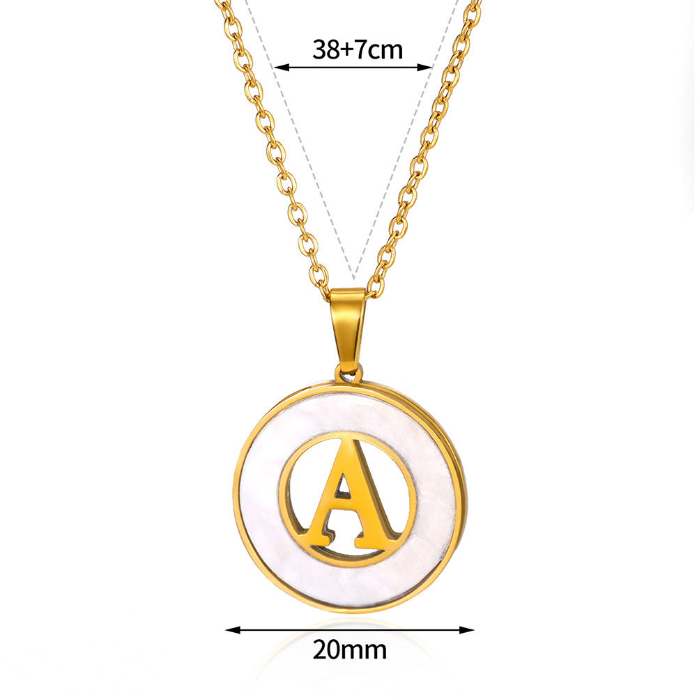 Women's Shell Round Stainless Steel Letter Fashion Pendants