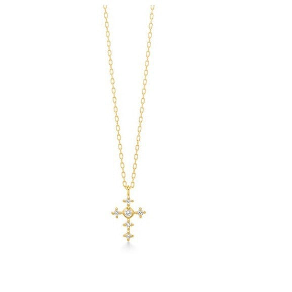 Sier Gold-plated Cross Cold Style Inlaid Zircon Necklaces
