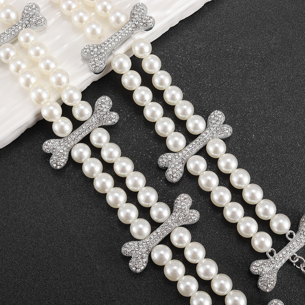 Pearl Full Diamond Bone Female Saturn Necklaces
