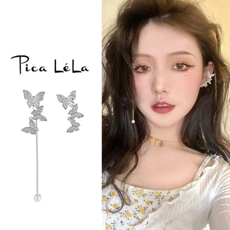 Women's Needle Elegant Long Tassel Thin Effect Earrings