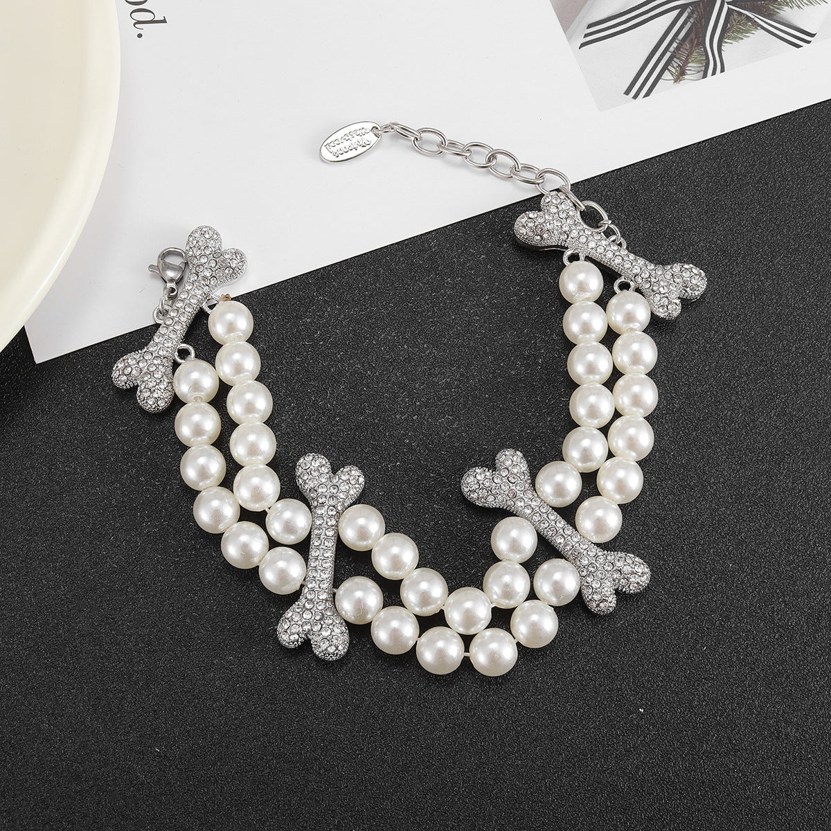 Pearl Full Diamond Bone Female Saturn Necklaces