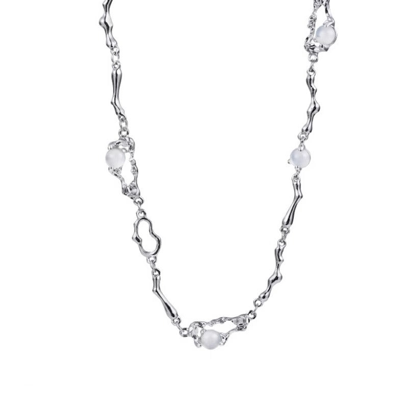 Pin Moonstone Irregular Female Design Cold Style High-grade Necklaces