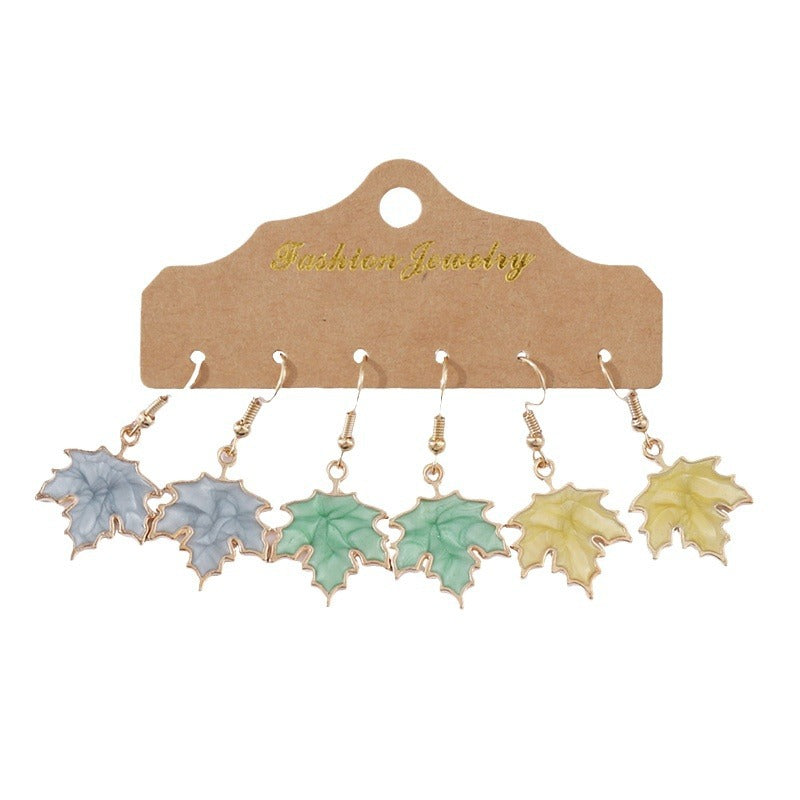 Maple Leaf Design Creative Leaves Dripping Earrings