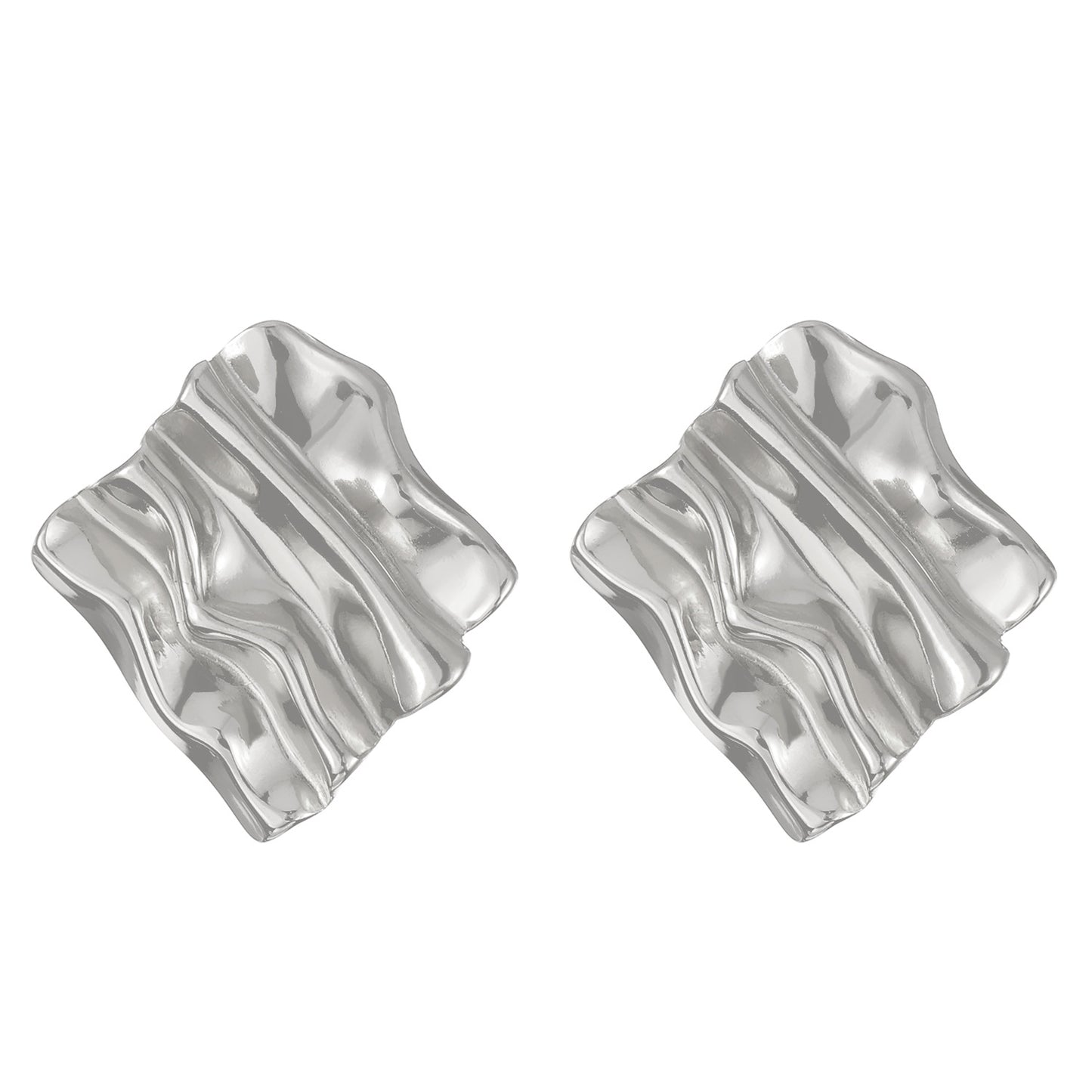 Women's Titanium Steel Pleated Geometric Irregular Round Rings