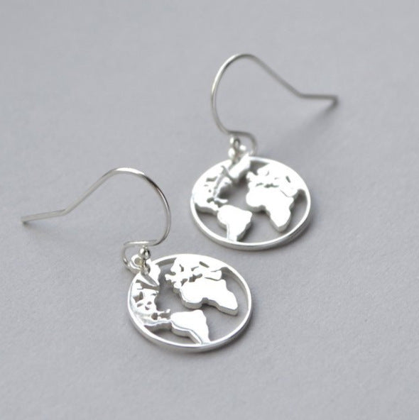 Women's Hollow World Map Ornament Eardrops Ear Earrings
