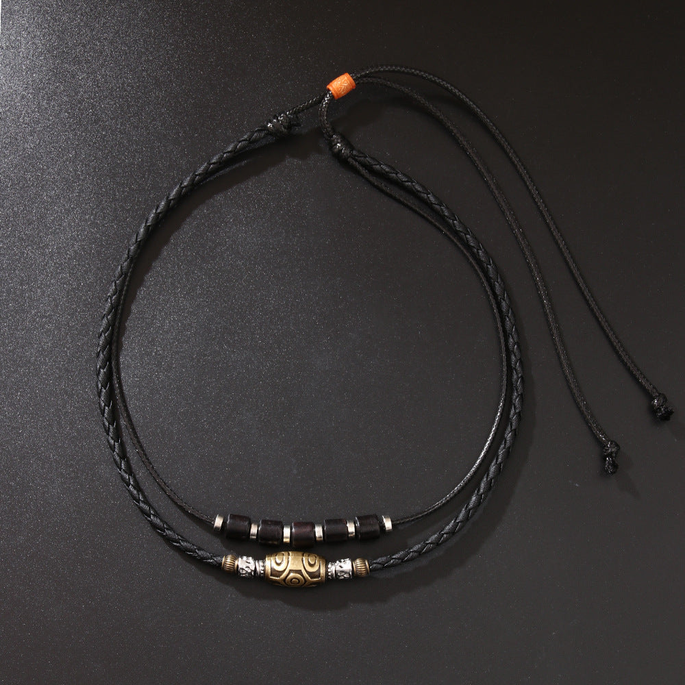 Men's Vintage Personalized Woven Wax Rope Antique Clavicle Necklaces