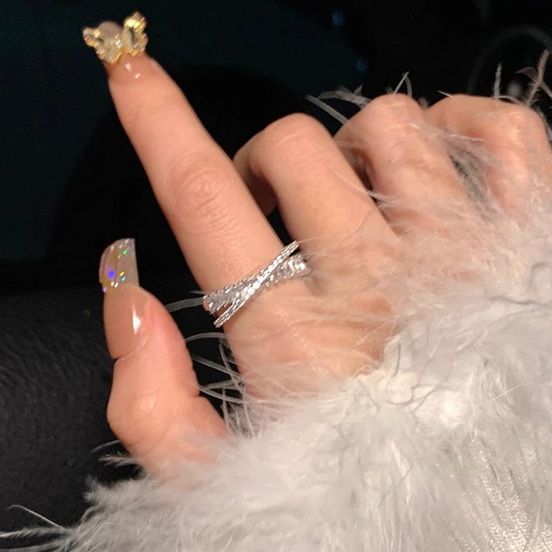 Women's Design Staggered Zircon Metal Open For Rings
